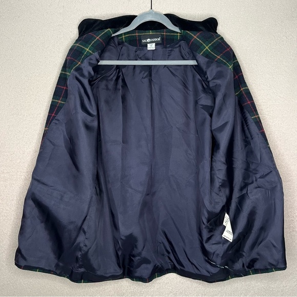 Vintage Sag Harbor Plaid Blazer Jacket-Green/Red-Women’s 12-Christmas-Holidays - Picture 7 of 12